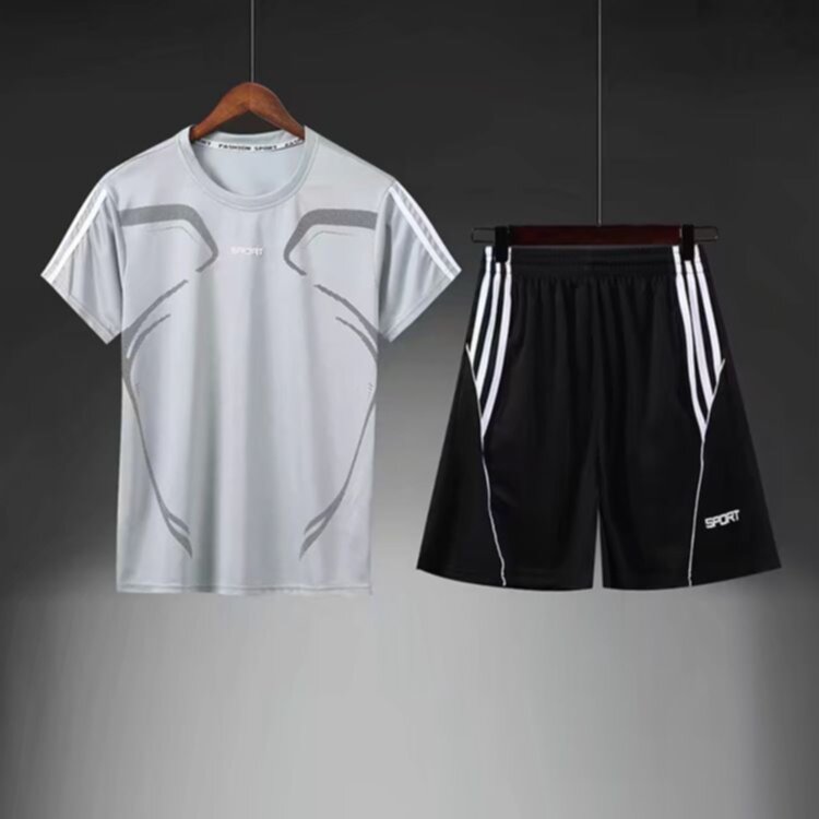 Soft Printed Short Sleeve Tops and Pants Set Men′s Sportswear